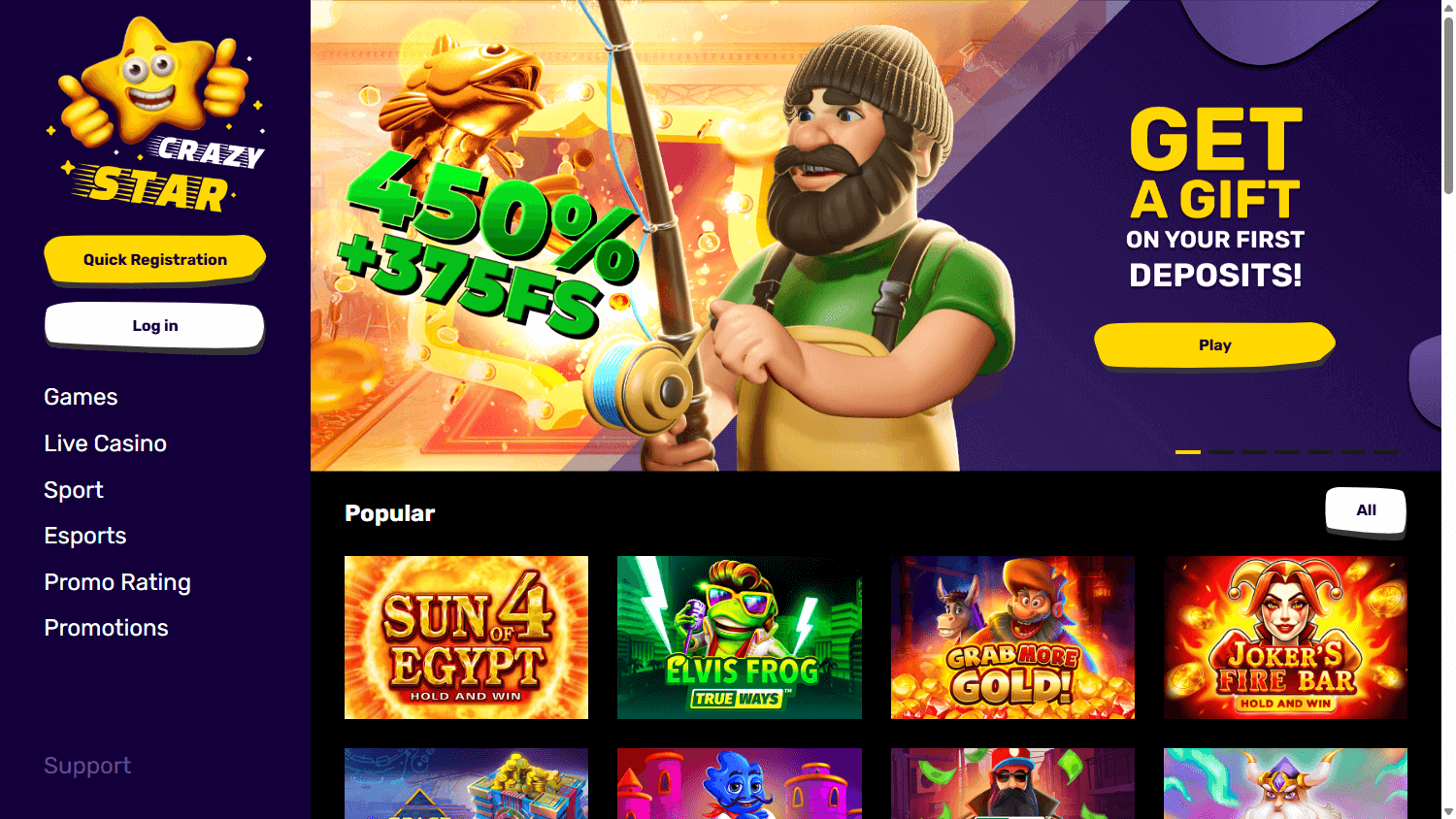 Crazy Star Casino Desktop screenshot